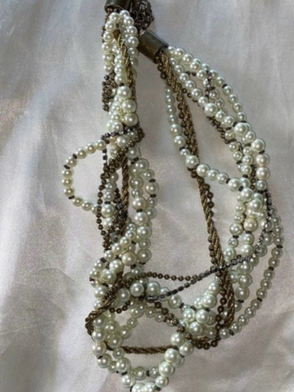 Chico's multi stranded pearl like necklace with earrings